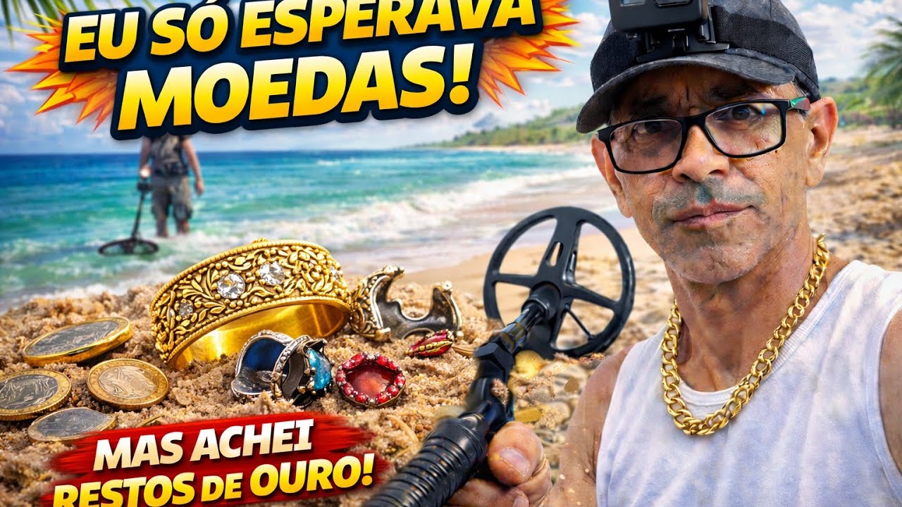 Começou com MOEDAS e terminou com OURO na PRAIA #metaldetecting #ouro 