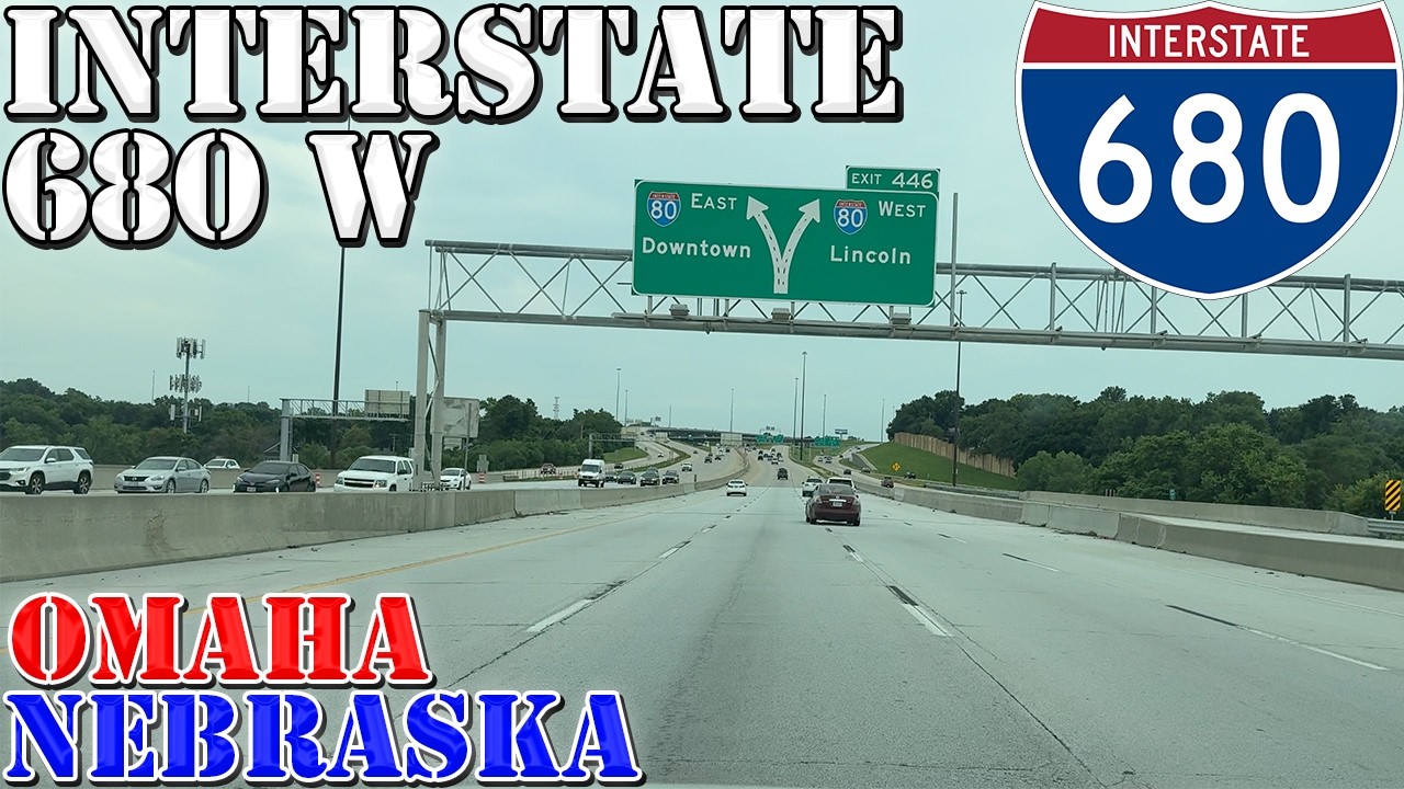 I-680 South - West - Omaha - Nebraska - 4K Highway Drive