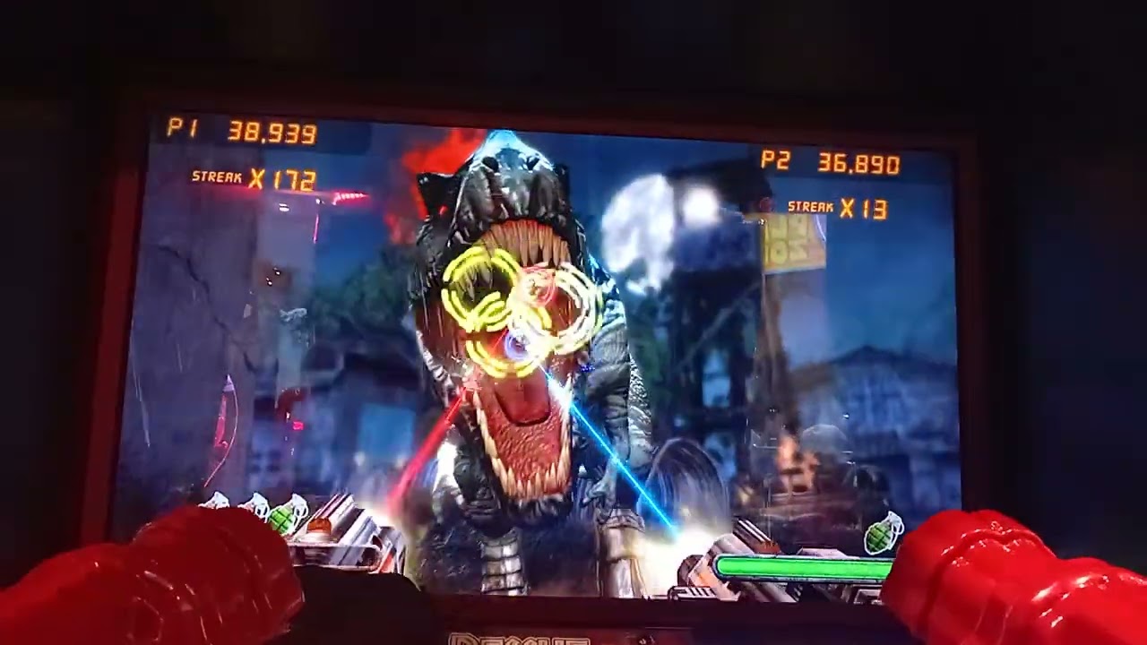 Jurassic park arcade: stage 3 t rex level 4 to level 5 boss