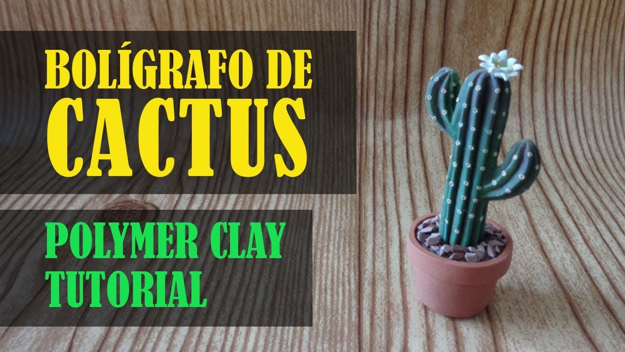 ¿Cómo hacer un bolígrafo de cactus en arcilla polimérica?/ Polymer clay cactus pen tutorial.