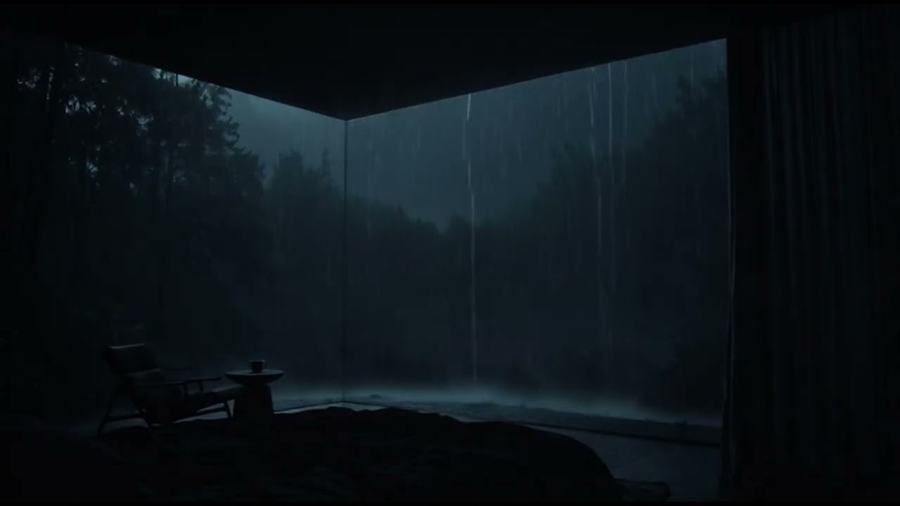 Rain Sounds at Night 🌧️ Dark Bedroom by the Forest  Deep Sleep Ambience No Ads
