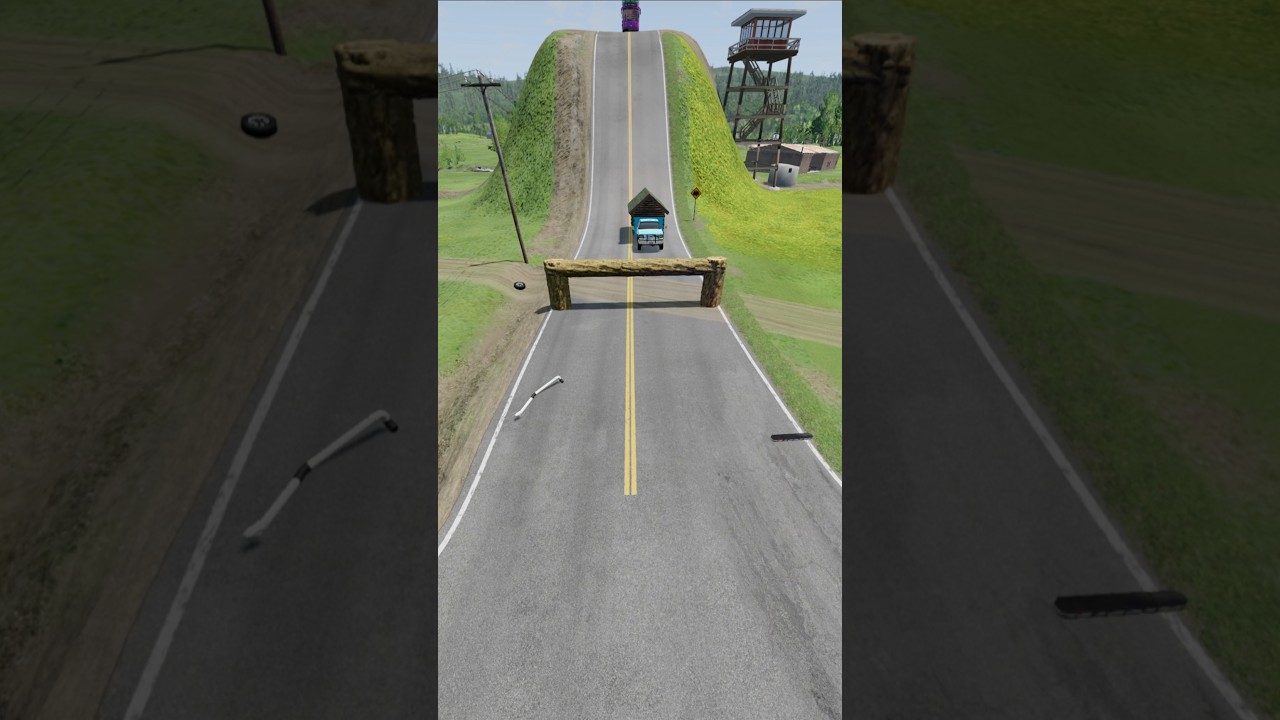 Crash Test: Car vs Road Obstacles #beamngdrive #automobile #viral #shorts