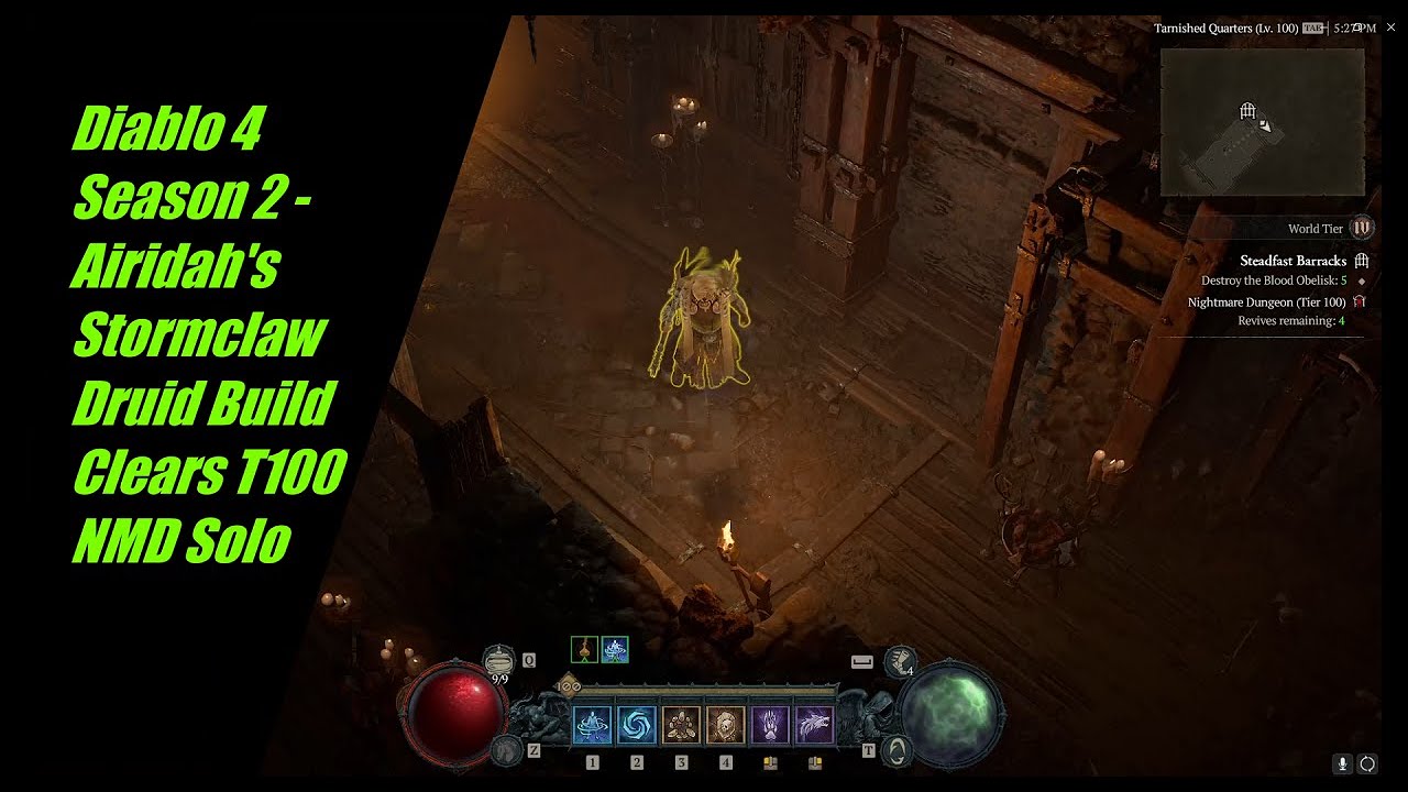 Airidah's Stormclaw Druid Build - T100 NMD Solo Clear - Diablo 4 SE02 - Airidah's Inexorable Will