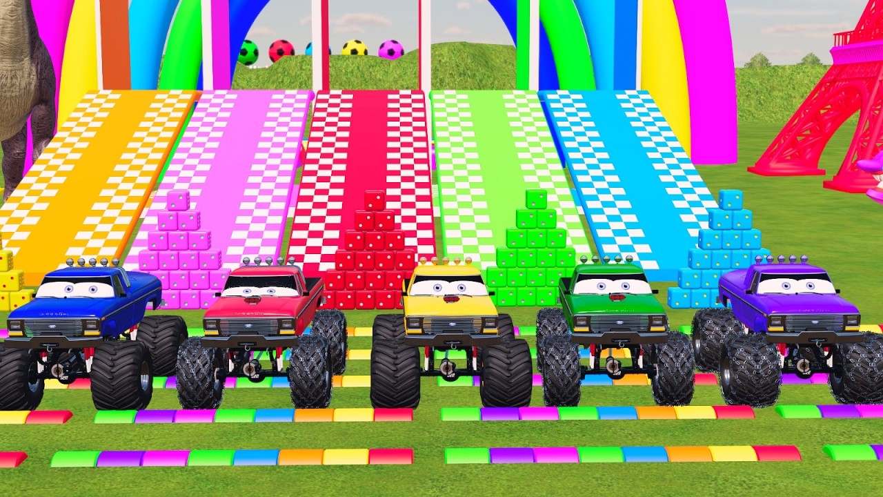 FS22 Extreme Cliff Challenge–Police Jeep Rubicon Pickups vs Impossible Color Bridge-Win or Fail! #10