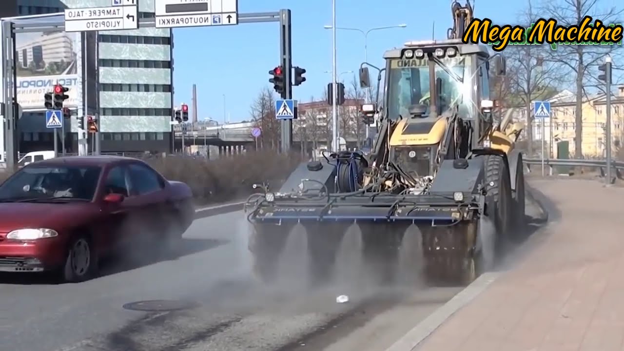 Most Satisfying Modern Technology Street Sweeper Machine Fastest Road Construction Clean Equipment