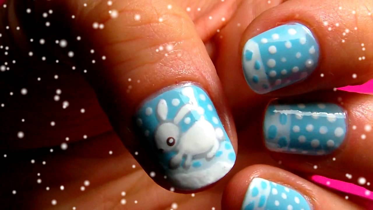 let it snow &hearts;  by Renierainyday snow bunny nailart