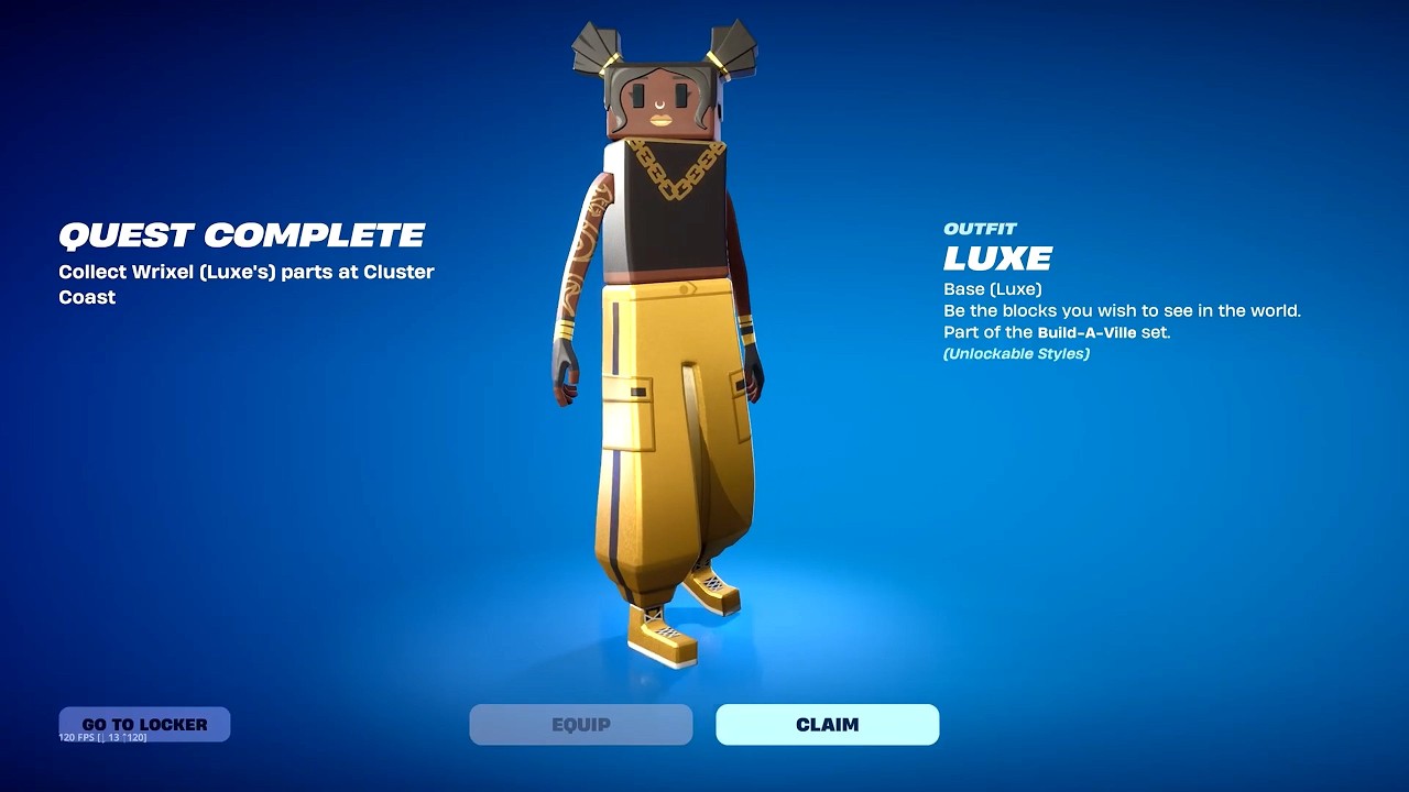 Collect Wrixel (Luxe's) parts at Cluster Coast Fortnite