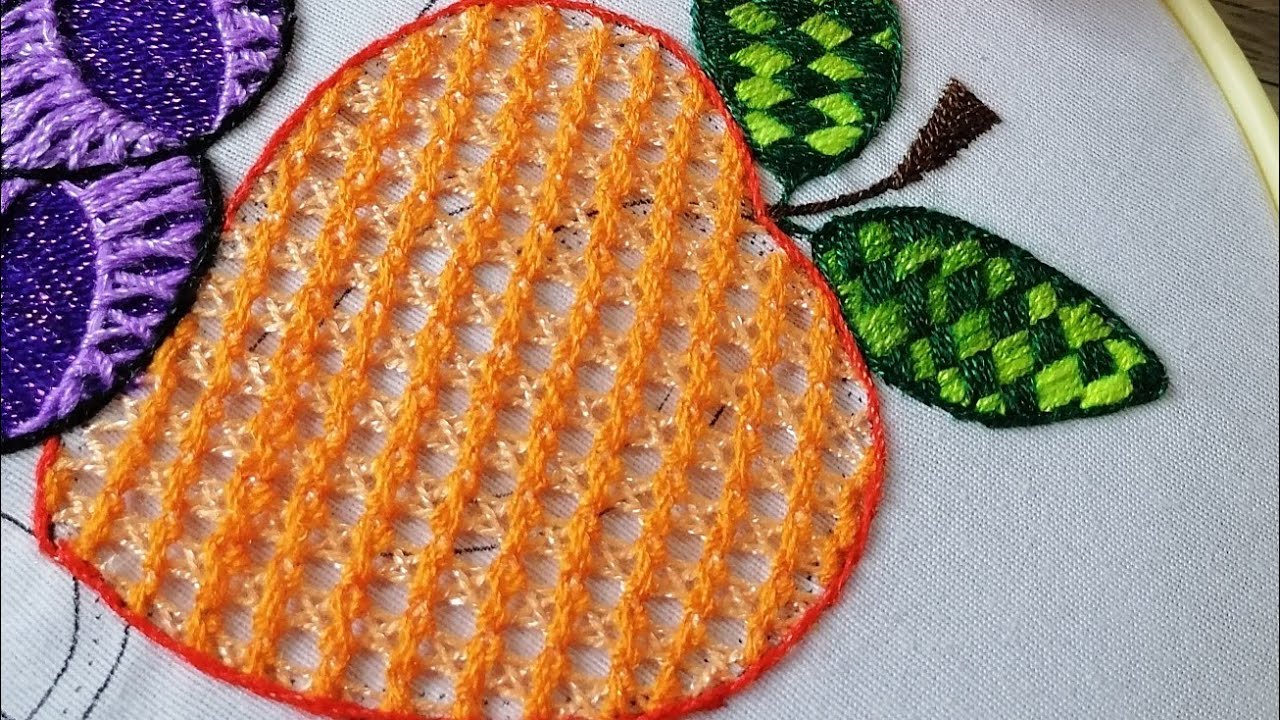 Puntada de Red paso a Paso muy Fácilmente //Bordado Fantasía Para un Durazno... 🍑