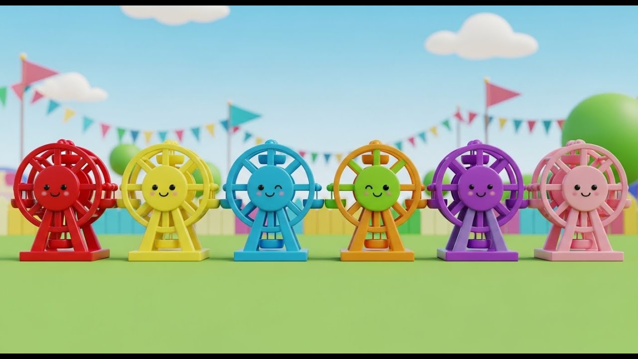 Sete Pequenas Rodas Gigantes de Brinquedo Girar, Girar | Música de Parque de Diversões