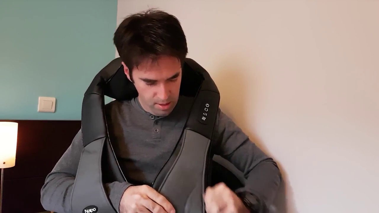 Masejeador cervical Naipo.  Unboxing y prueba de masaje shiatsu