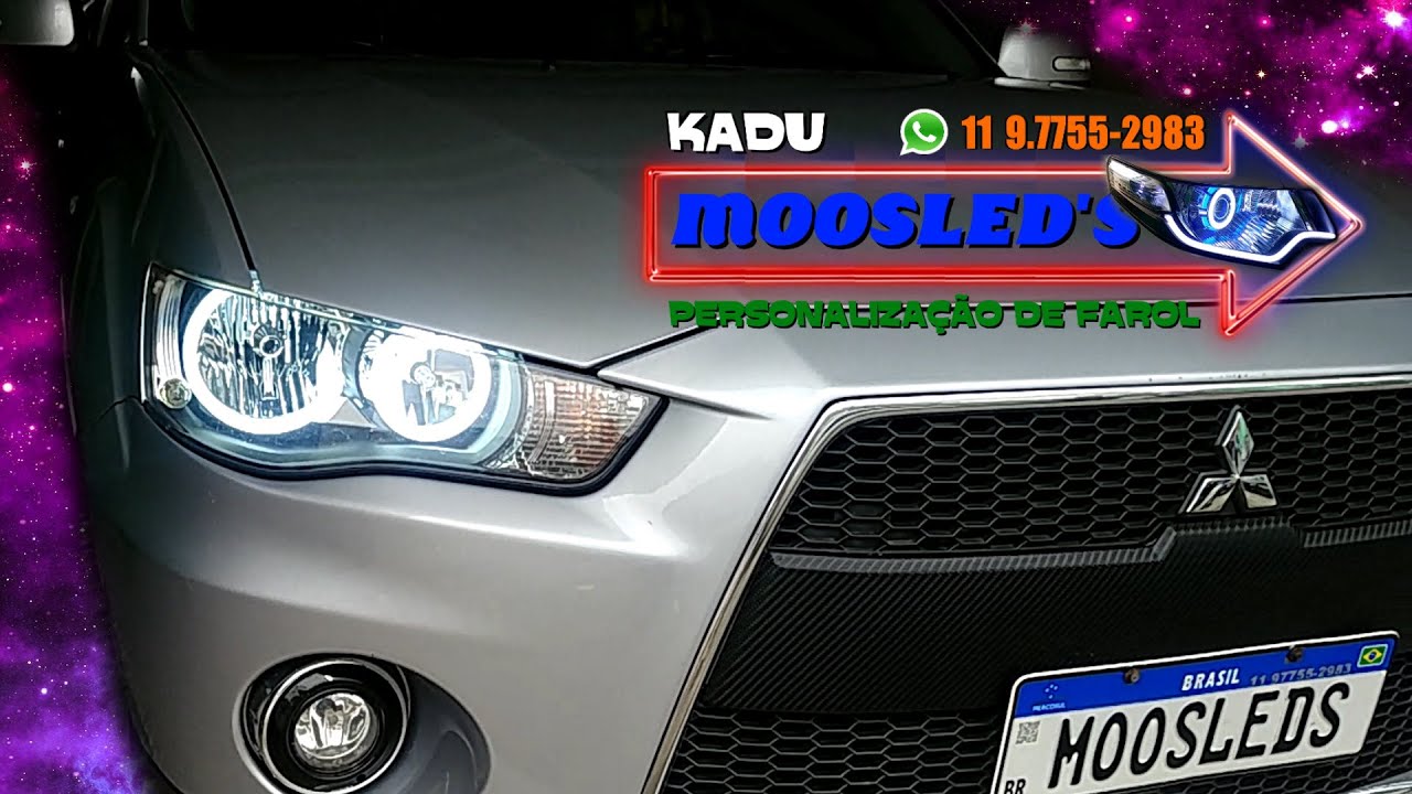 FAROL OUTLANDER COM ANGEL EYES DRL DAYLIGHT LUZ DIURNA MITSUBISHI 2007 2008 2009 2010 2011 2012 2013