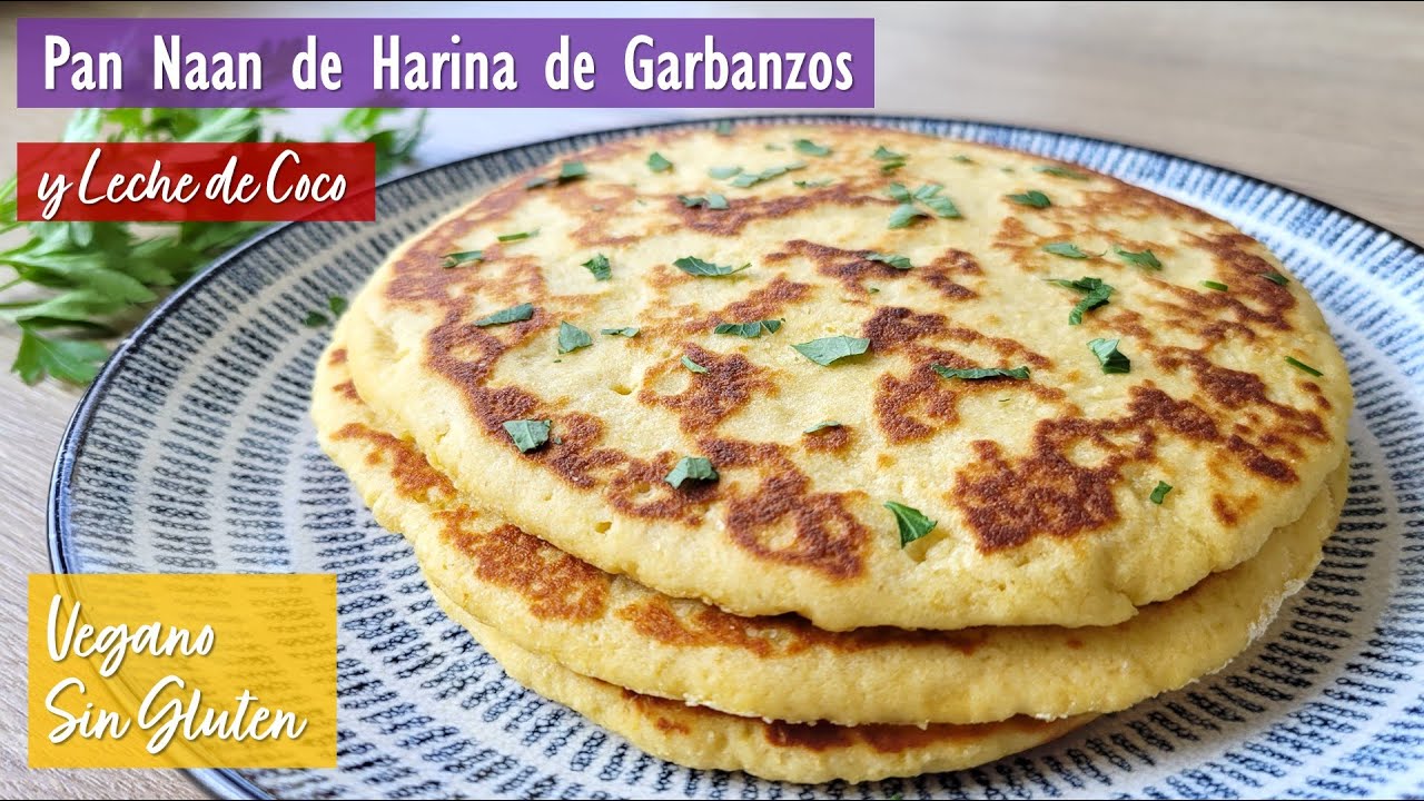 Pan Naan de Harina de Garbanzos y Leche de Coco (Vegano, Sin Gluten, Sin Levadura de Panadería)