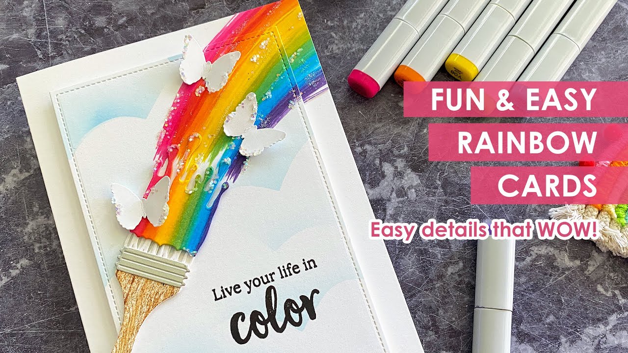 Paint Your Life Rainbow Cards ft. Spellbinders Stamps & Dies