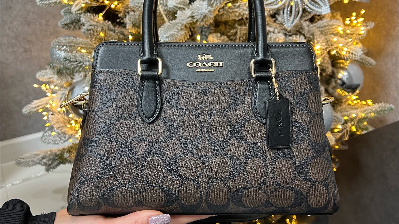 Распаковка сумки COACH Mini Darcie Carryall In Signature Canvas (gold/brown black)