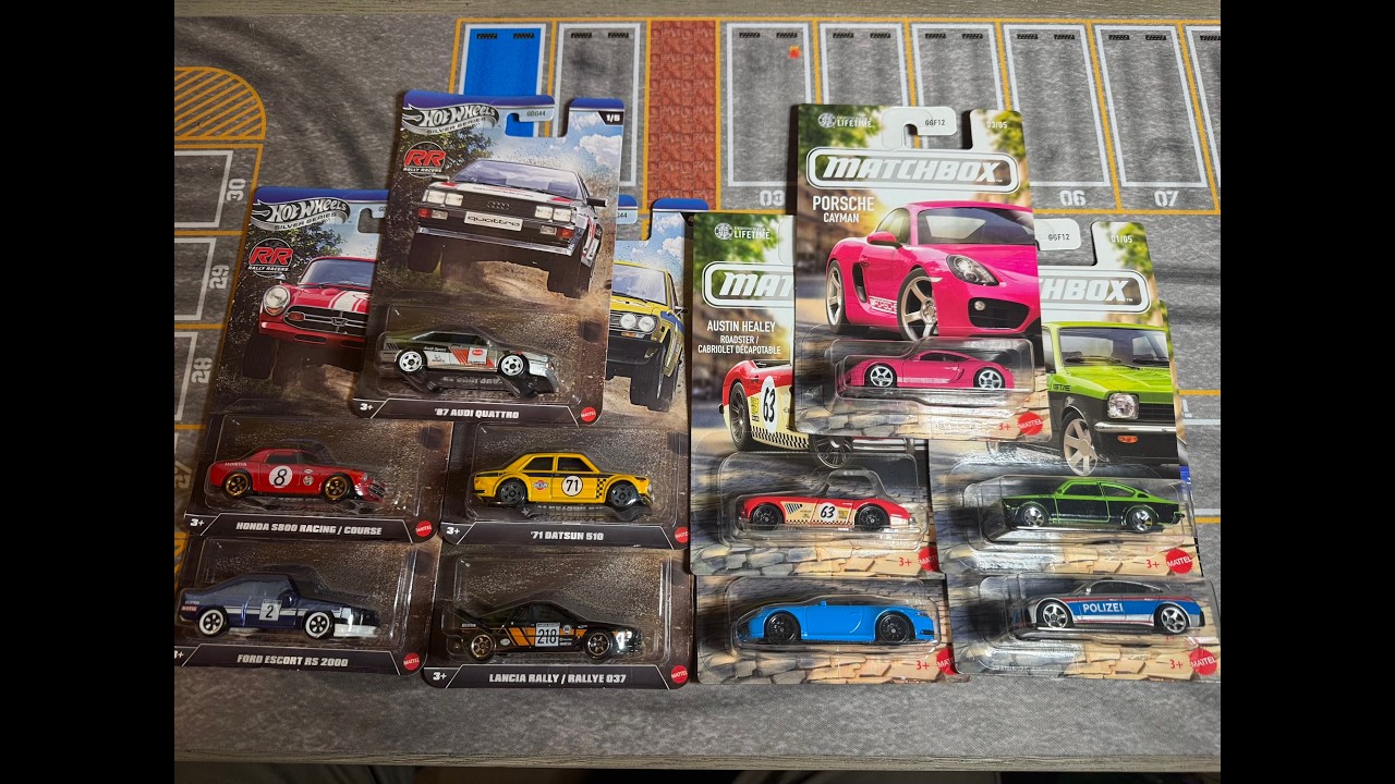Hot Wheels vs Matchbox themed car sets. Ralley Racers vs European Cars