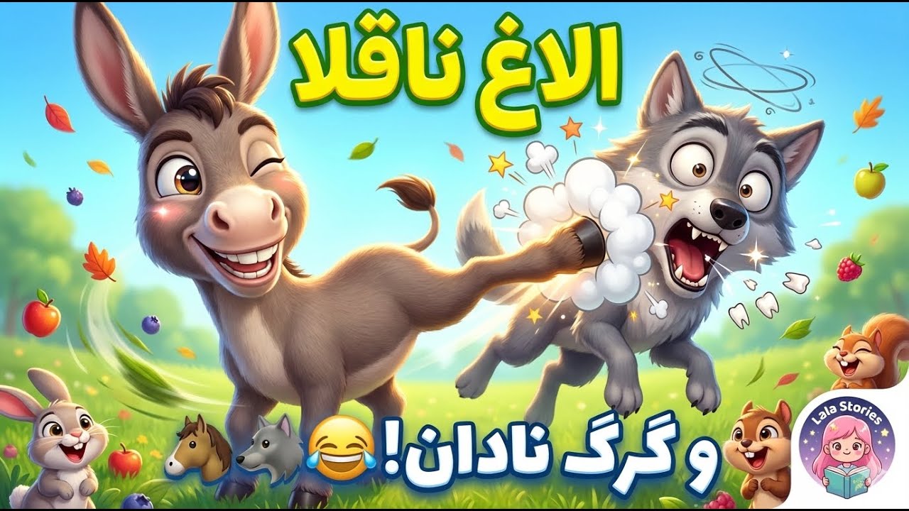 الاغ ناقلا و گرگ نادان 🐴🐺 داستان آموزشی خنده‌دار کودکان با درس هوش و زیرکی!الاغ ناقلا و گرگ نادان