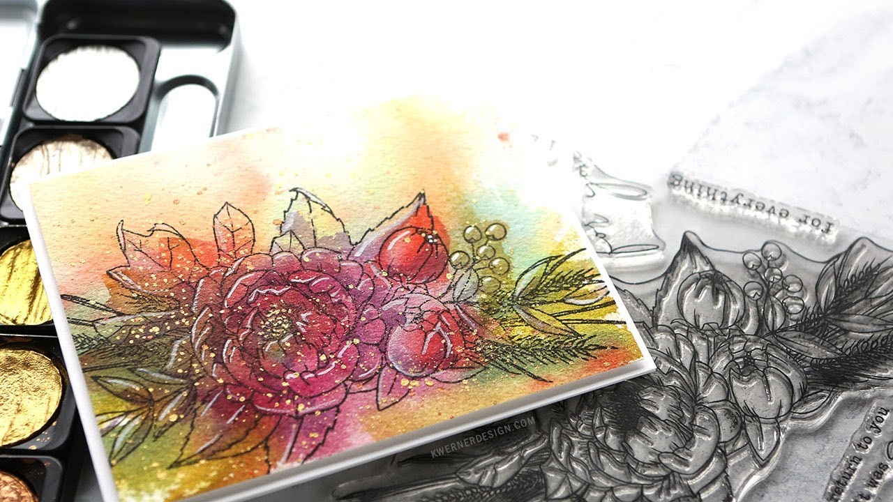 Loose Watercolor Underpainting + Stamping (inspired by creationsceecee)