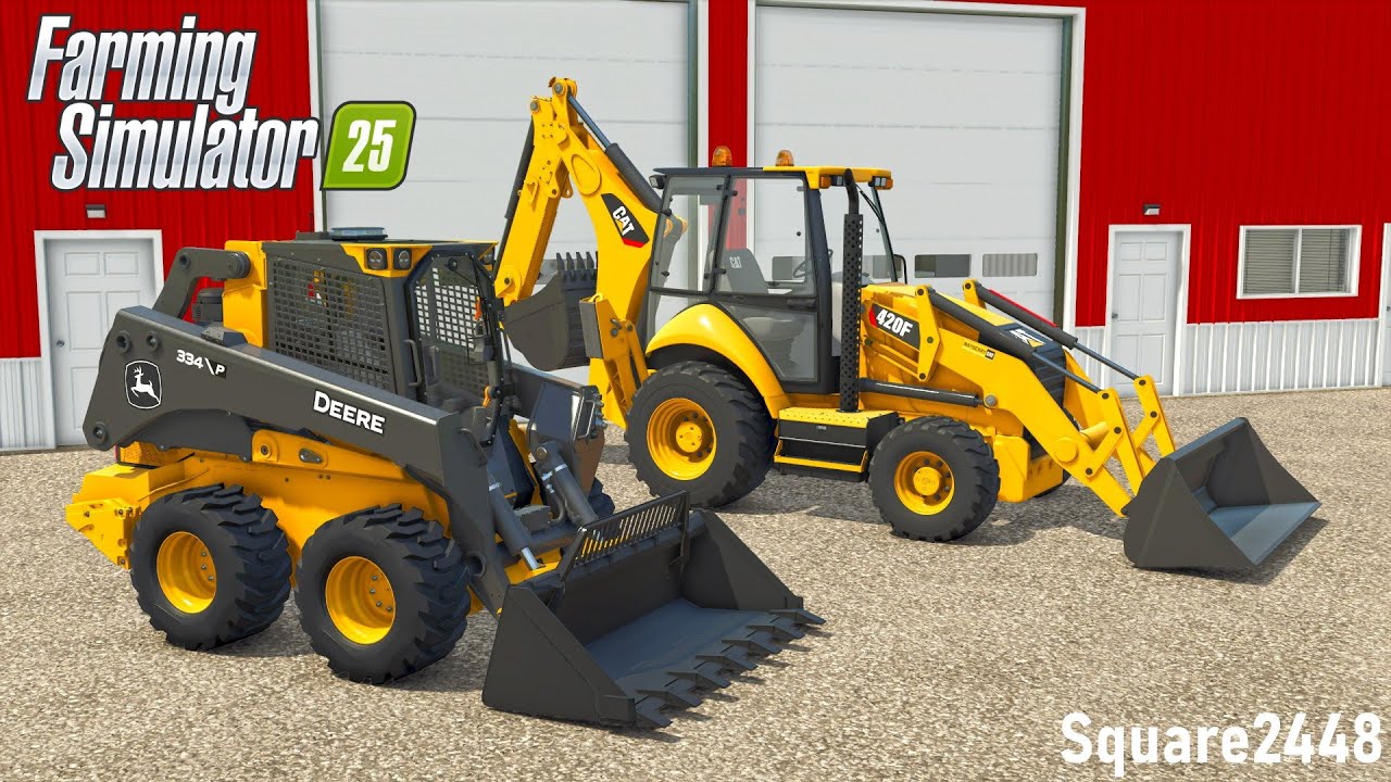 Покупка мини-погрузчика John Deere и экскаватора-погрузчика Cat! | Ландшафтный дизайн FS25