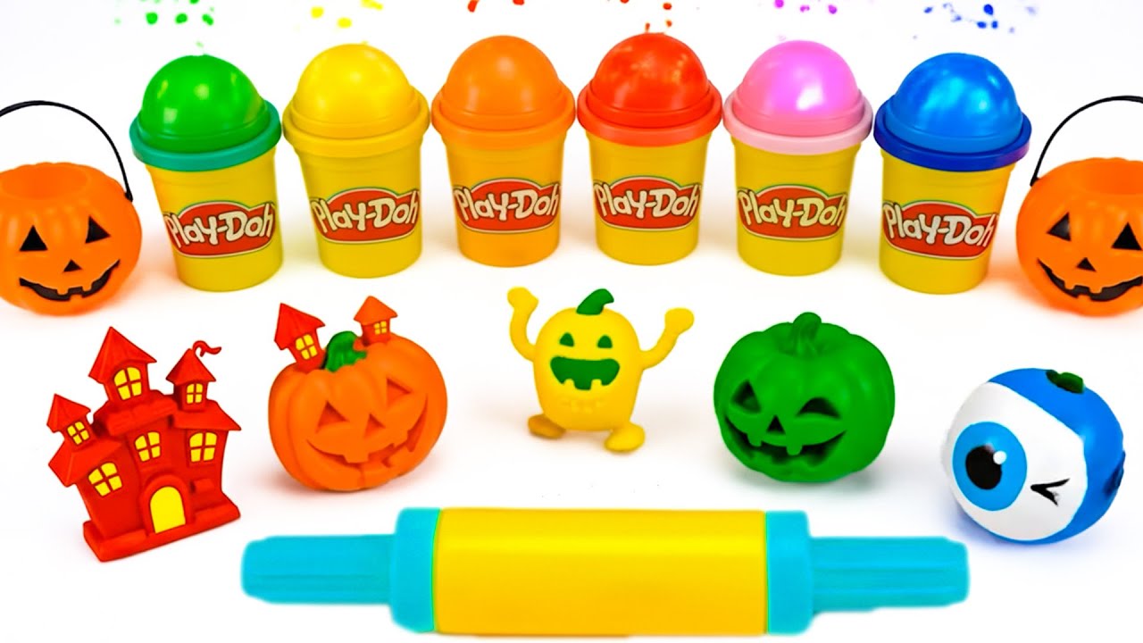 DIY Halloween Play Doh Kinetic Sand Ghost & Pumpkin Shapes 🎃👻 Kinetic Sand ASMR