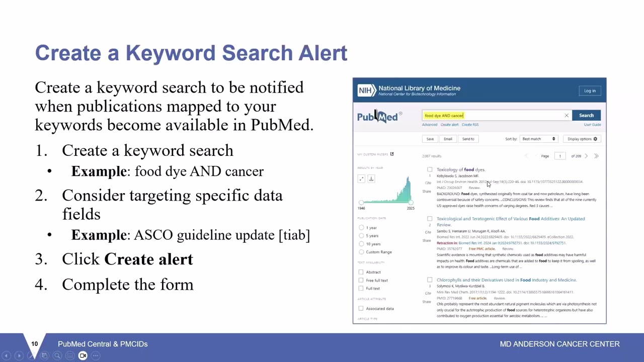 PubMed: Создание оповещений (апрель 2025 г.)