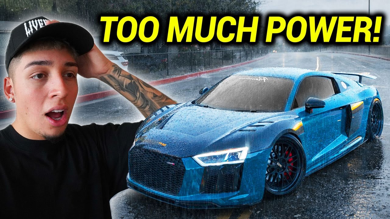 NEARLY CRASHED MY TWIN TURBO AUDI R8 IN RAIN STORM.... Bad Idea!