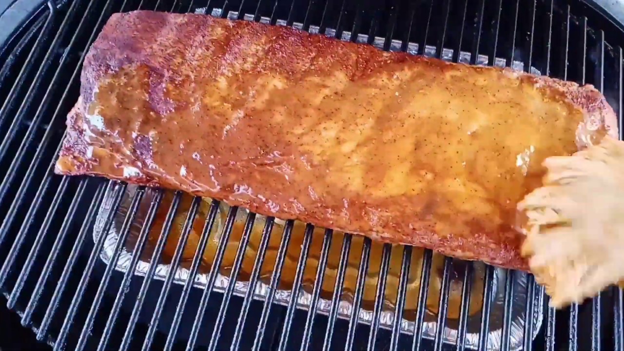 St. Louis style ribs smoked on the Primo Ceramic Smoker 2-2-1 method