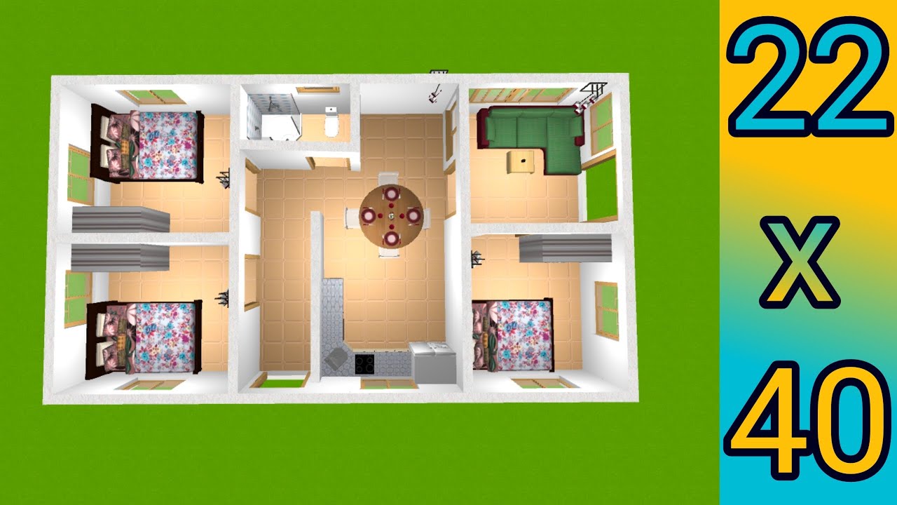 880 sq ft House Design || 22x40 House Plan || 22x40 House Plan 3 Bedroom