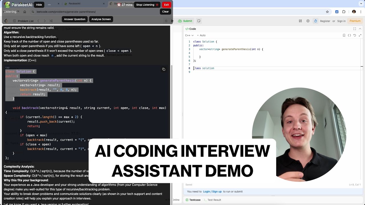 ParakeetAI Desktop App - Coding Interview Support 👨&zwj;💻