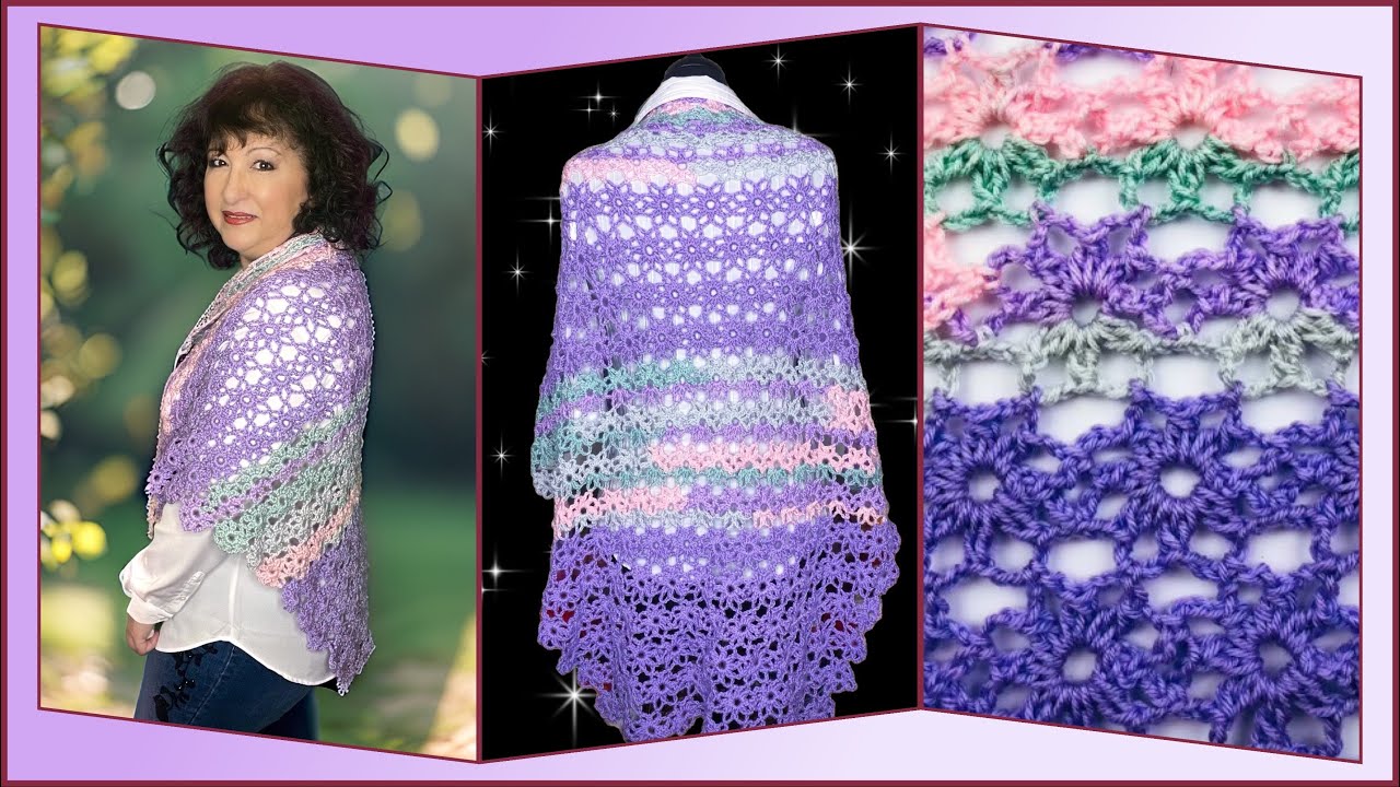 COMO HACER un CHAL en CROCHET con FLORES ENTRELAZADAS (Paso a Paso)