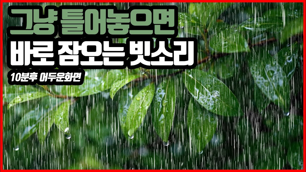 그냥 틀어놓으면 바로 잠오는 빗소리｜이명 불면증 치료효과｜10분후 화면꺼짐 ｜RAIN SOUND