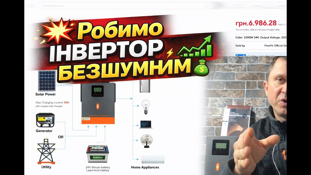 🔇 Як зробити інвертор безшумним? Реальна заміна кулера та тест шуму ⚡ PowMr 24V 1.5kW #інвертор