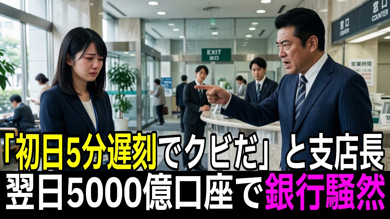 初日5分遅刻で追い出された新人行員。翌日、5000億の口座を巡り銀行中が大騒ぎに…