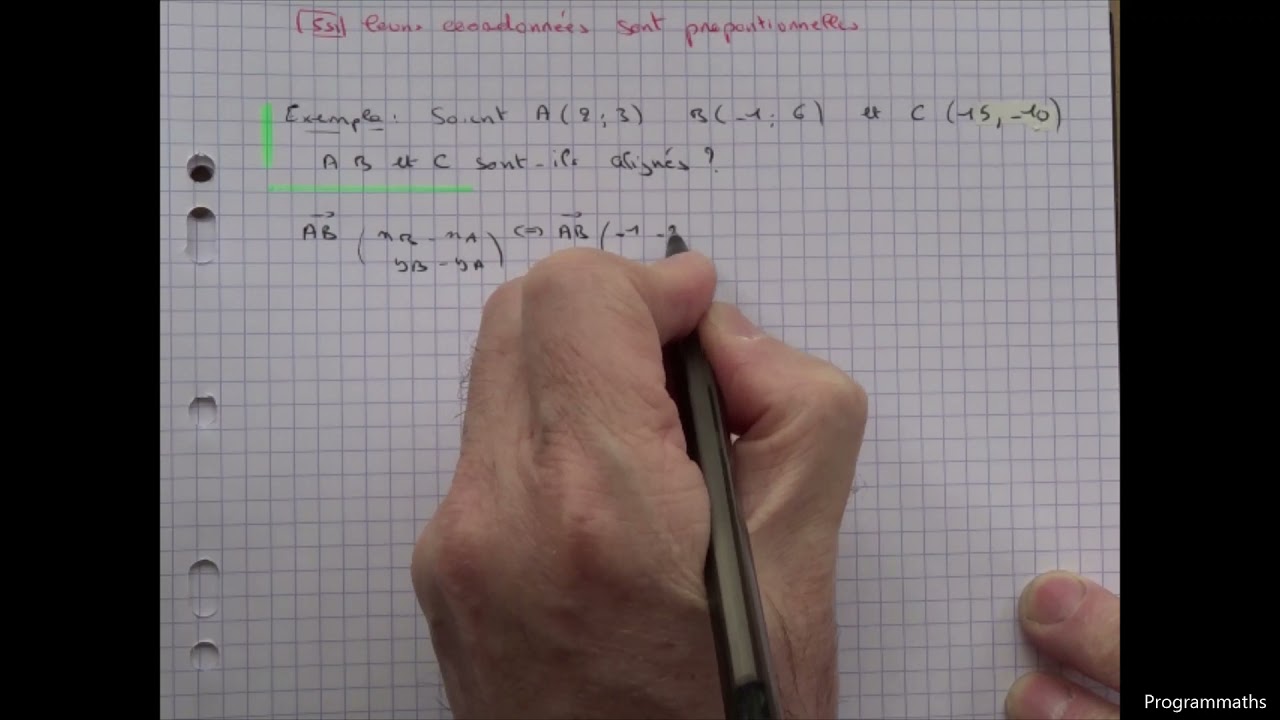 Vecteurs et coordonnées - 5. Coordonnées et colinéarité