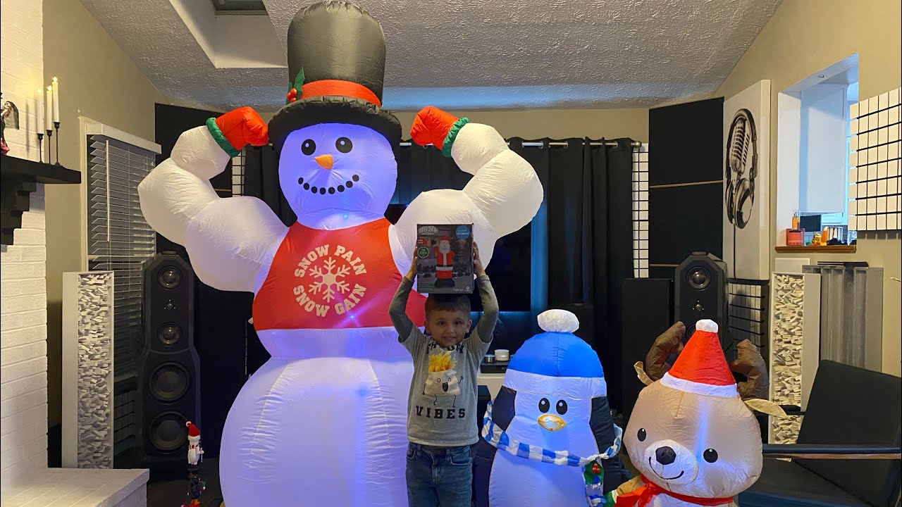 New Unboxing Gemmy Christmas blowup inflatables from At Home!  Fitness Snowman, penquin & reindeer⛄️