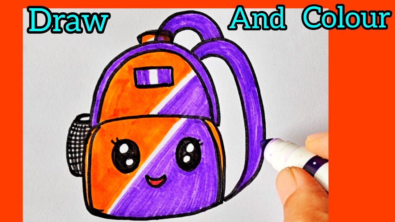 How To Draw a Cute School Bag 🎒 | EASY Step by Step Drawing, Painting & Coloring for Kids & Toddlers