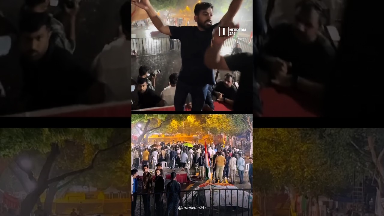 Heavy Rain Hits Jantar Mantar Protest in Delhi | Demonstrators Stay Despite Overnight Downpour