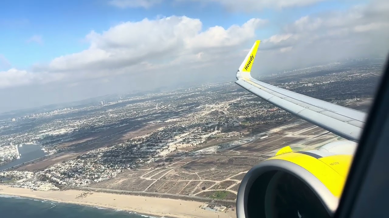 Spirit Airlines A320NEO Taxi and Takeoff from Los Angeles International Airport (LAX)