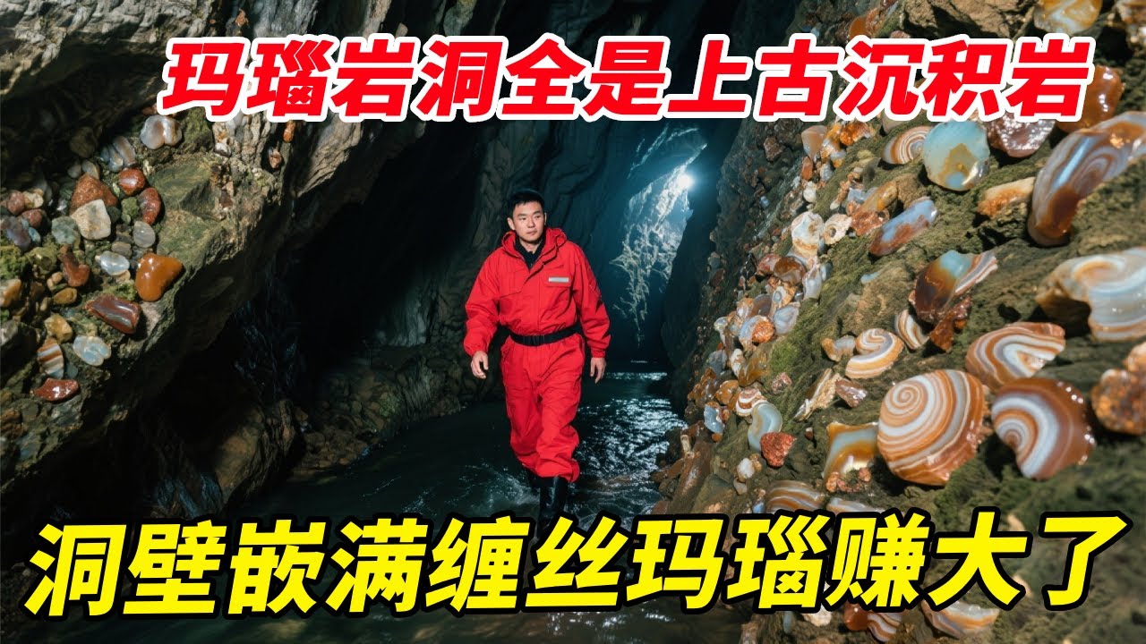 湖北玛瑙岩洞全是上古沉积岩，暗河和洞壁嵌满缠丝玛瑙，通过地下甬道让人惊喜！【户外小北哥】