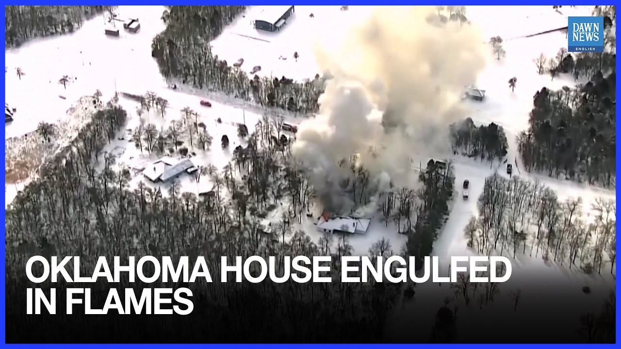 WATCH: Snow-Covered Oklahoma City Home Erupts in Flames | Dawn News English