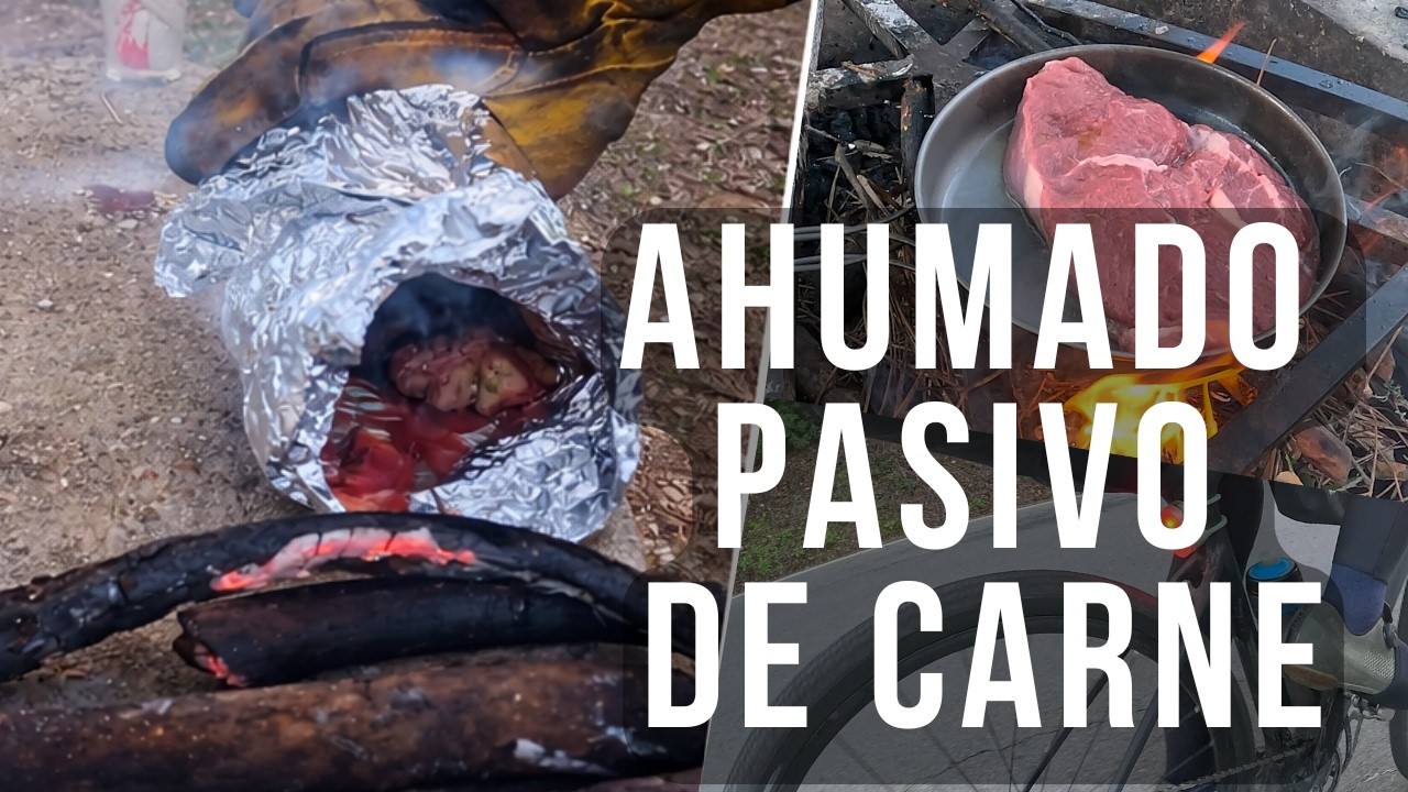 BIKEPACKING & COOKING - Ahumado pasivo de carne - Ribeye steak and gravel