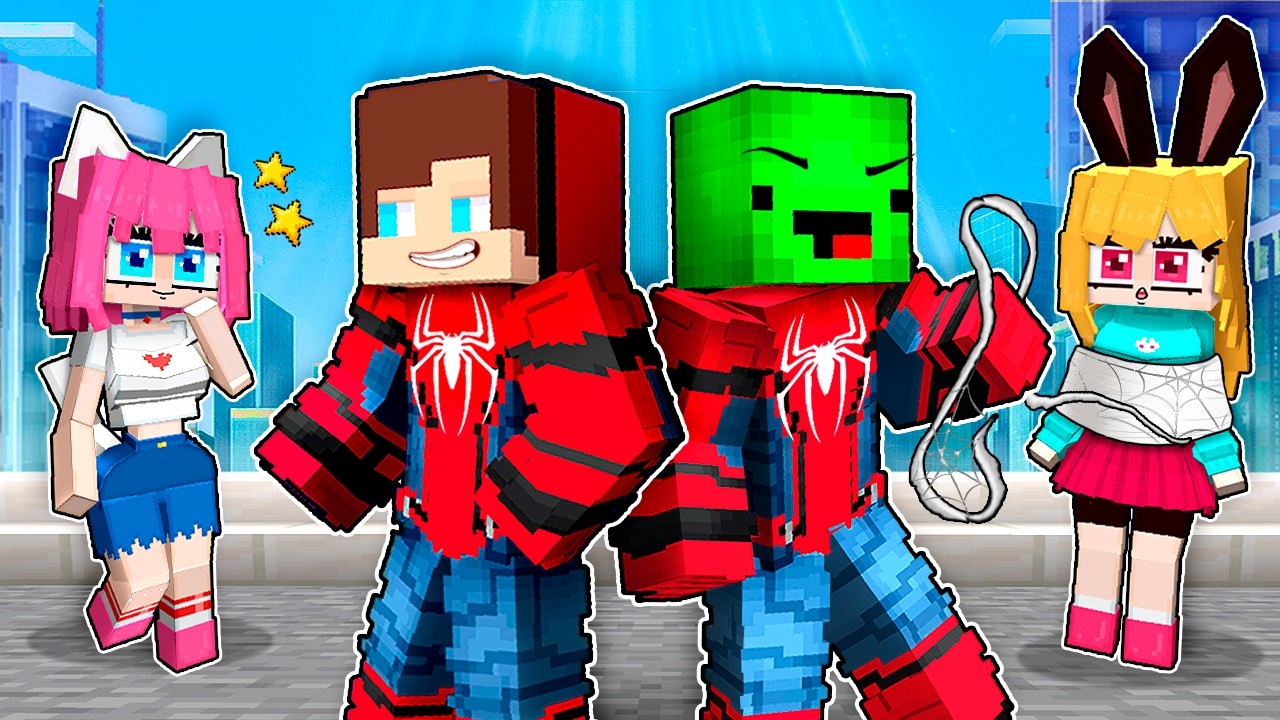 GIRLS FALL in LOVE with JJ and Mikey SPIDER MAN in Minecraft - Maizen