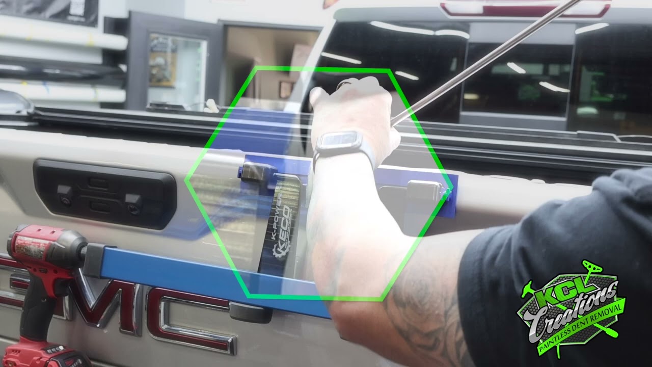 Complex Paintless Dent Repair on Aluminum Tail Gate