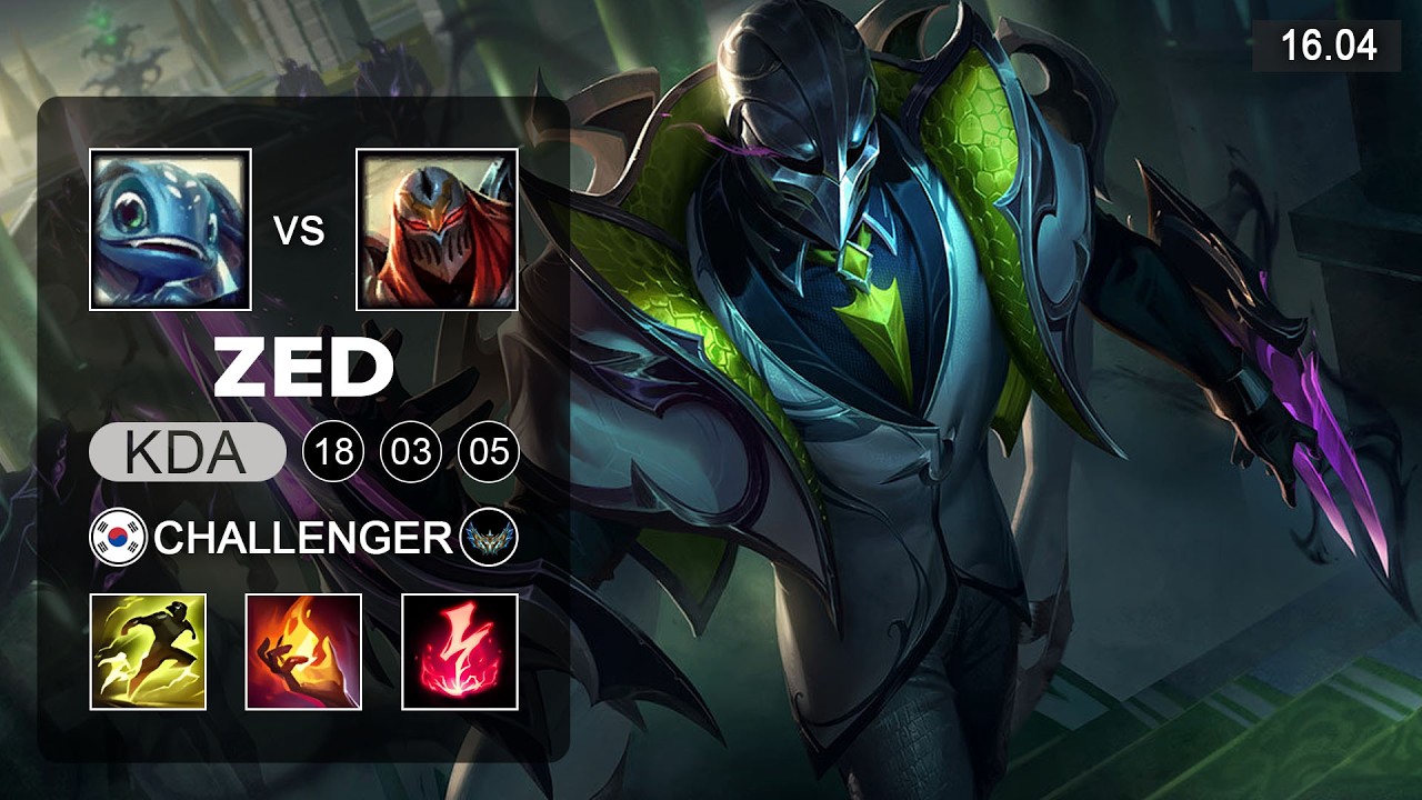 Zed vs Fizz Mid - NA Challenger - Patch 16.04 Season 16