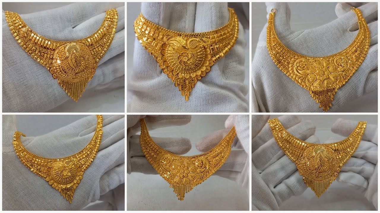Gold Short Necklace Designs With Price || Light Weight Necklace Designs In Gold
