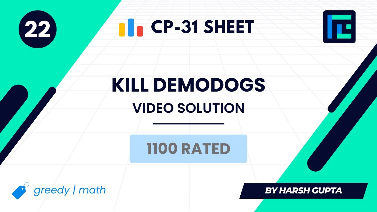#22 Kill Demodogs | Video Solution | 1100 Rated | TLE CP-31 Sheet | Best Codeforces Problems