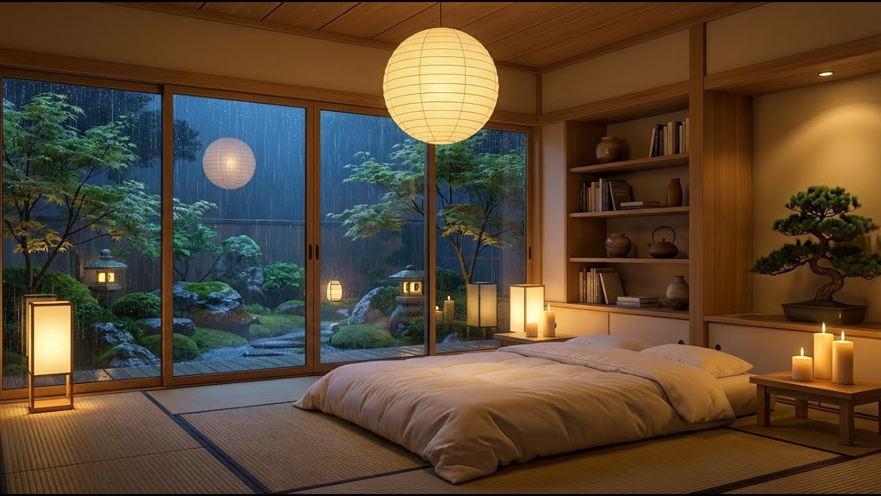 Divine Calmness: Rain and Felt Piano in Cozy Zen Bedroom for Deep Sleep and Anxiety Relief 🎹✨