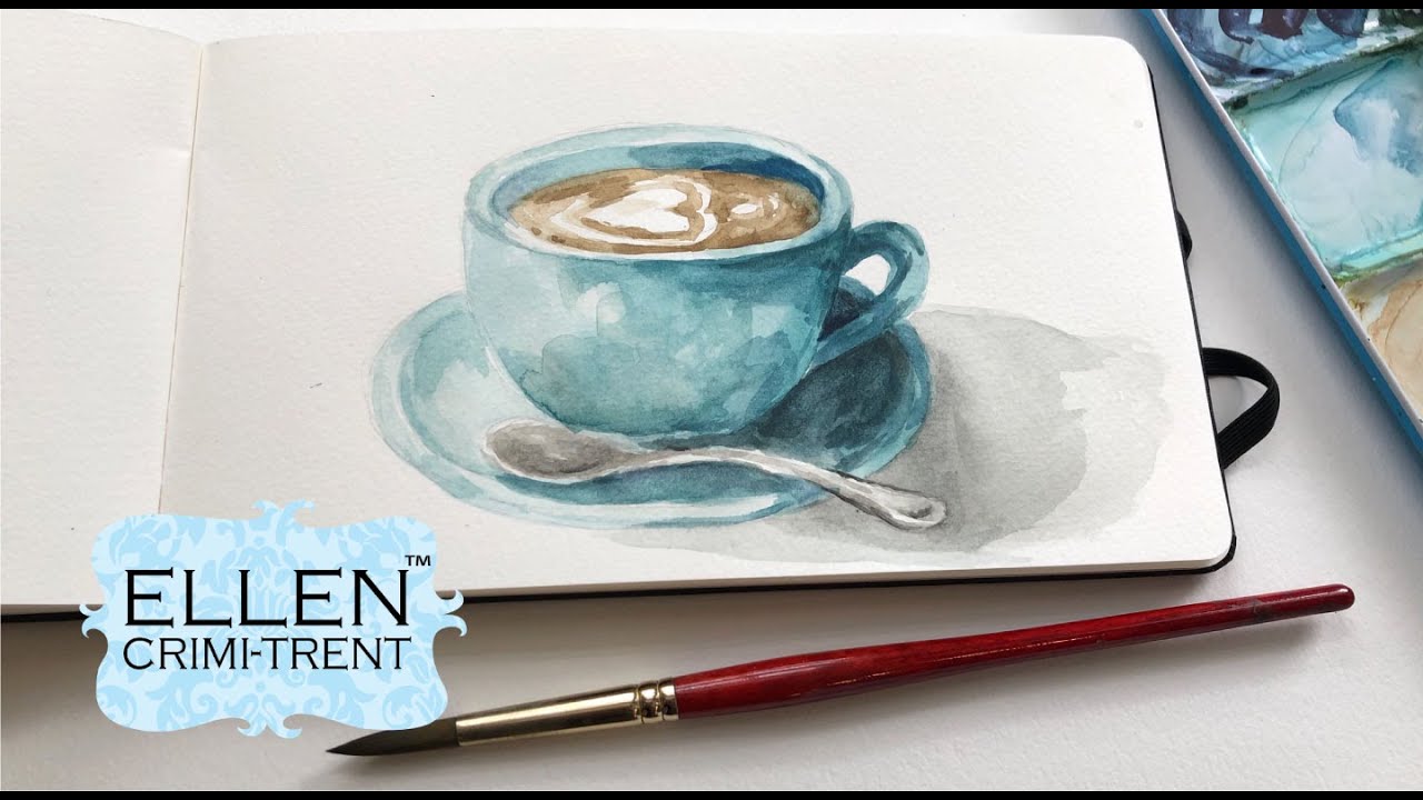 Watercolor Cup of Coffee  Tutorial for Beginners/ Sketchbook Painting Ideas/Sunday Funday