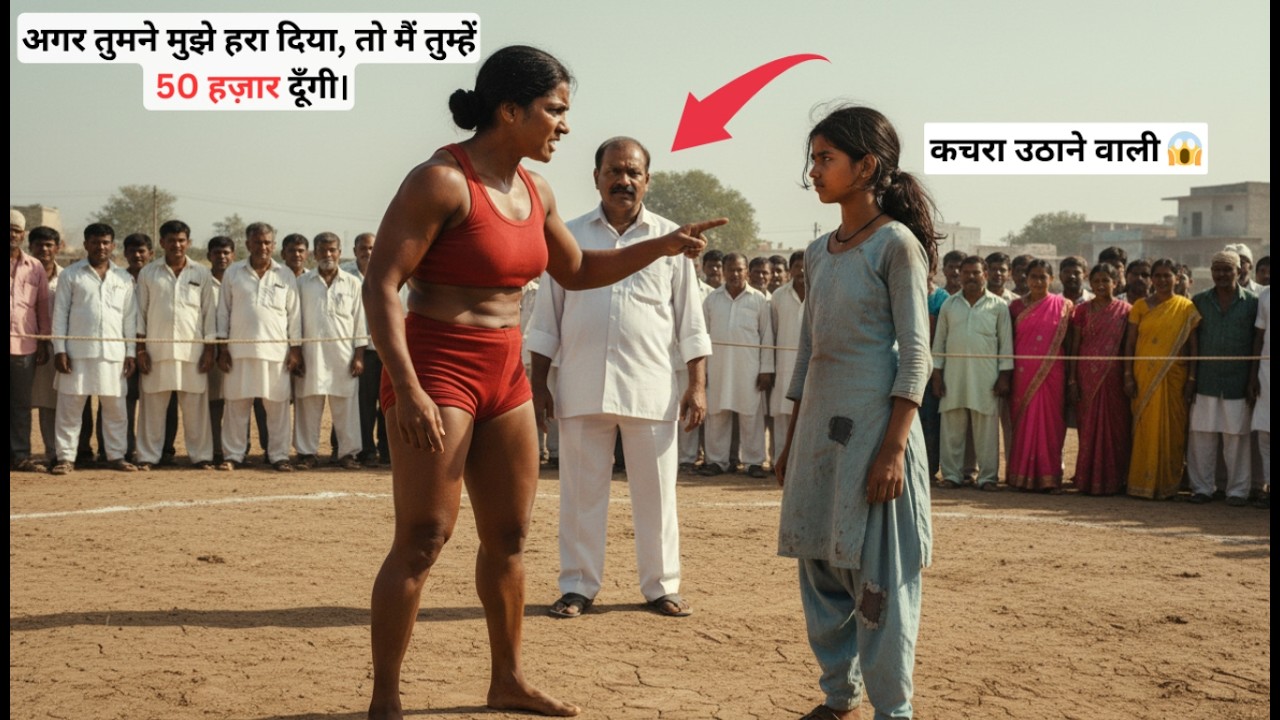 सबने उसे कचरा उठाने वाली लड़की समझा, लेकिन उसने अखाड़े में पहलवान को हरा दिया! 😱