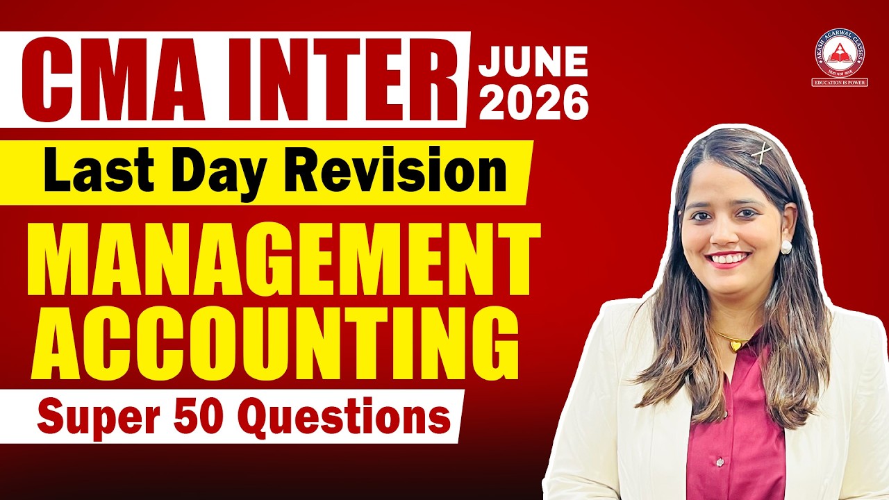 CMA Inter MA | Before Exam Revision | Most Important Questions | June 2026