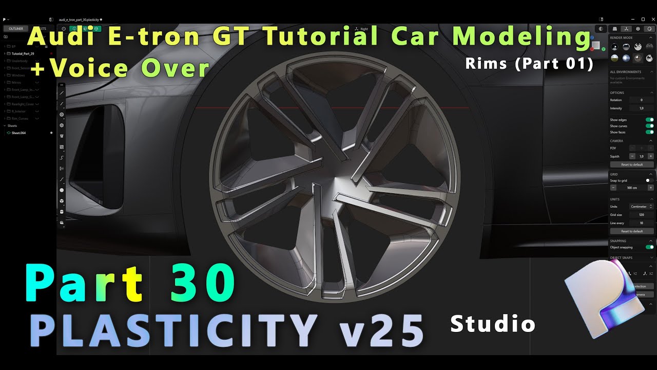 PLASTICITY v25 Studio Car Modeling | Audi RS e-tron GT | Tutorial Serial | On Patreon | Part 30